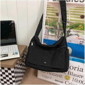 Casual Bag Canvas Shoulder Tote Travel Bag for Women and Men- Black